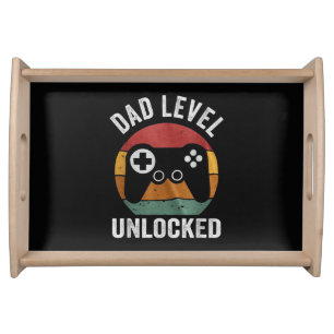 Funny New Dad Dad Level Unlocked Day Gaming Serving Tray