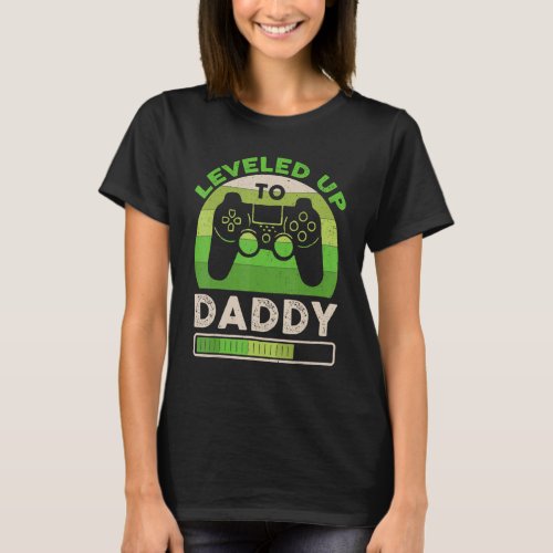 Funny New Dad Gaming Gamer Father Leveled Up To Da T_Shirt