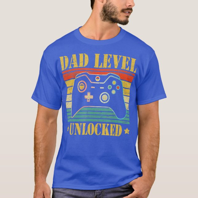 Funny New Dad Level Unlocked Tee Gaming Leveled (Front)