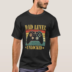 Funny New Dad Level Unlocked Tee Gaming Leveled Up