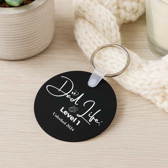 Funny New Dad Life Level 1 Custom Year Keychain (Creator Uploaded)