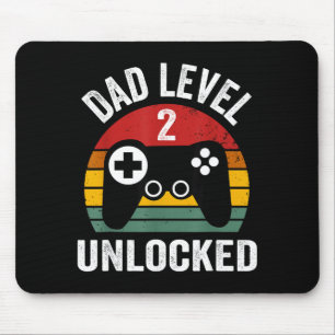 Funny New Dad Shirt Dad Level 2 Unlocked For 2 Kid Mouse Pad