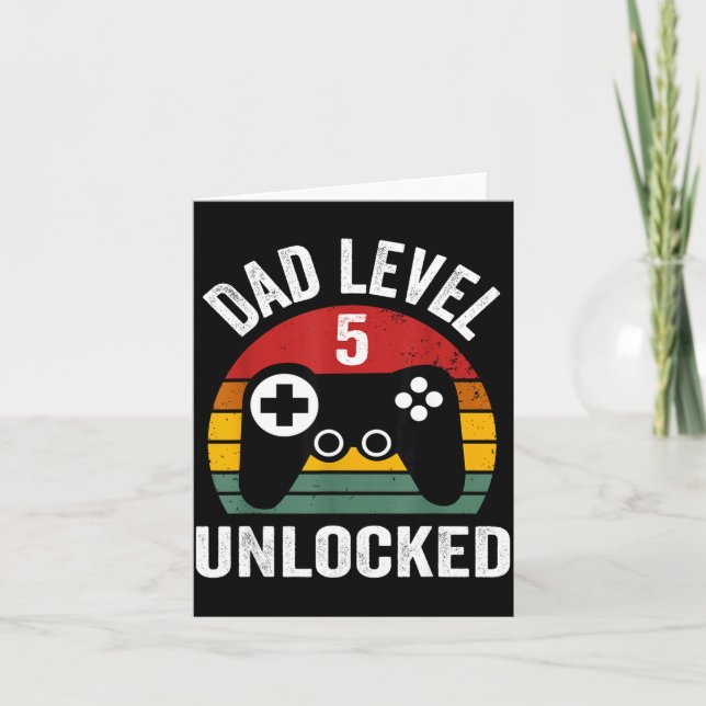 Funny New Dad Shirt Dad Level 5 Unlocked For 5 Kid Card (Front)
