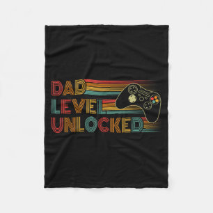 Funny New Dad Shirt Dad Level Unlocked Gaming Game Fleece Blanket