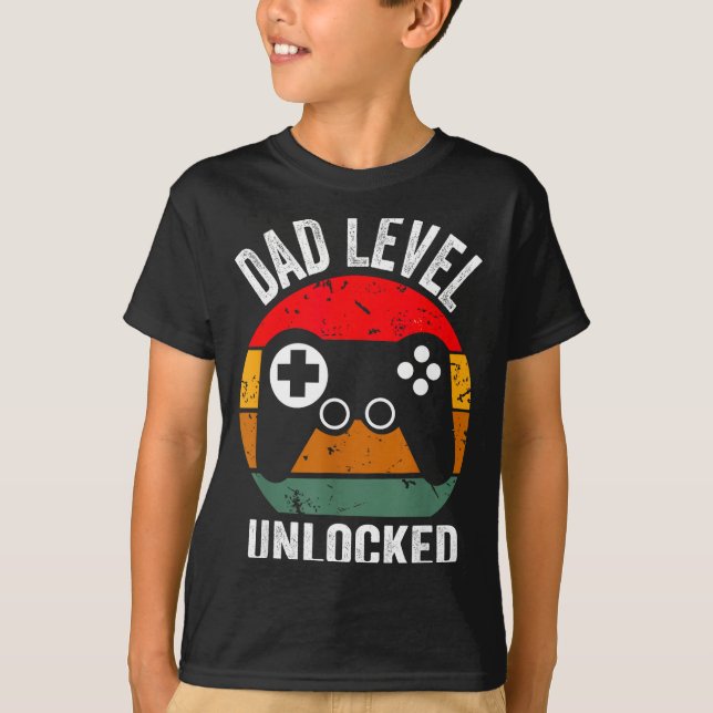 Funny New Dad Shirt Dad Level Unlocked Tee Shirt G (Front)