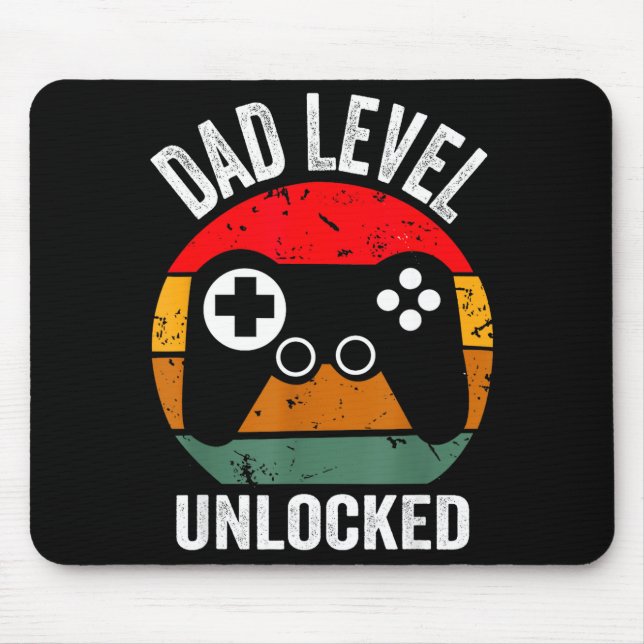Funny New Dad Shirt Dad Level Unlocked Tee Shirt G Mouse Pad (Front)