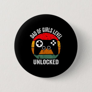 Funny New Dad Shirt Dad Of Girls Level Unlocked Te Button