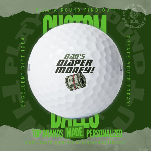 Funny New Golf Dad Diaper Money Cash Roll Betting Balls