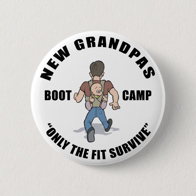 Funny New Grandpa Boot Camp Pinback Button (Front)