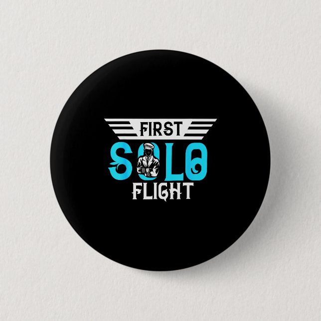 Funny New Lot Design First Solo Flight Aircraft Lo Button (Front)