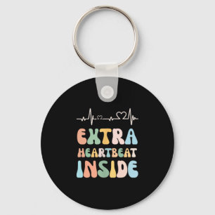 Funny New Mom Extra Heartbeat Inside Pregnancy Ann Keychain