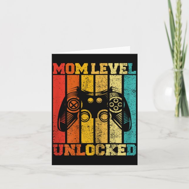 Funny New Mom Level Unlocked Gaming Pregnancy Anno Card (Front)