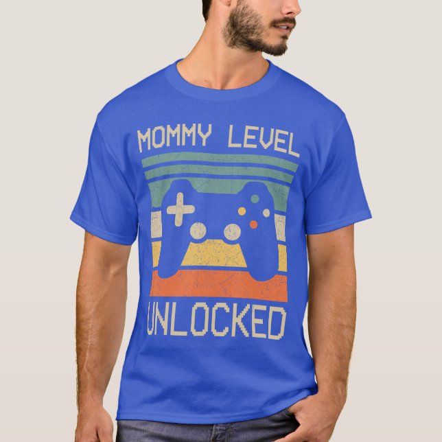 Funny New Mom Level Unlocked Leveled Upo Mommy Gam T-Shirt (Front)