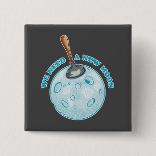 Funny new moon astronomy button