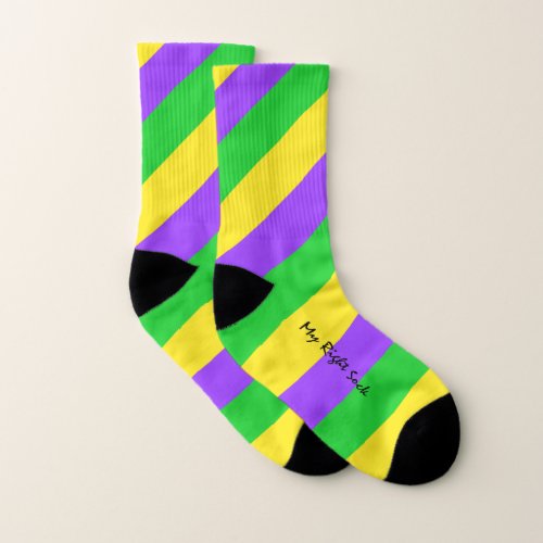 Funny New Orleans Carnival Stripes Mardi Gras Socks