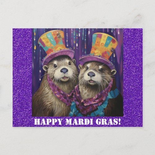 Funny New Orleans Mardi Gras Otter Postcard