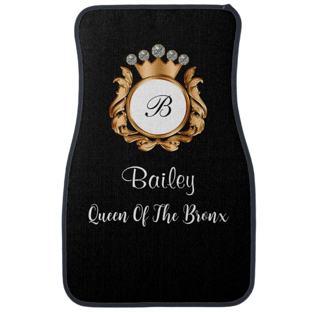 Funny New Queen Crown Monogram Car Mats Set (Front)