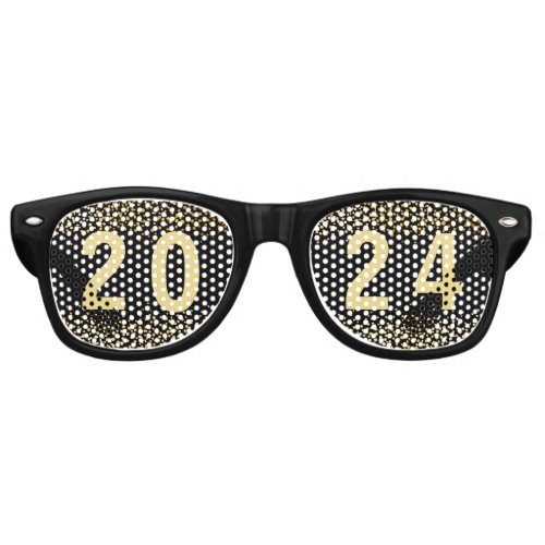 Funny New Year 2019 Black and Gold Retro Sunglasses