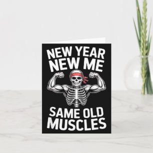 Funny New Year Gym Skeleton Resolution Workout Hum Card