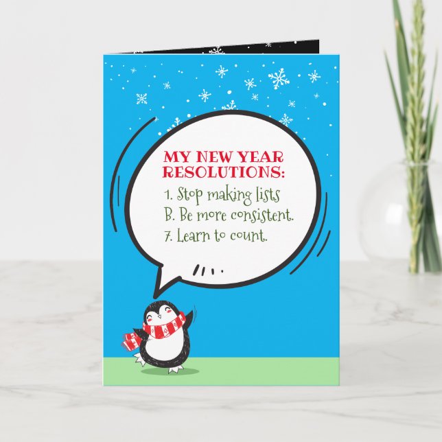 Funny New Year Resolution Holiday Card (Front)