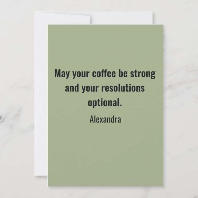 Funny New Year Same Me Minimal Green Greeting Card (Back)