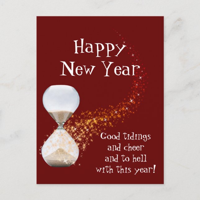 Funny New Years 2021 Quote Hourglass Postcard (Front)