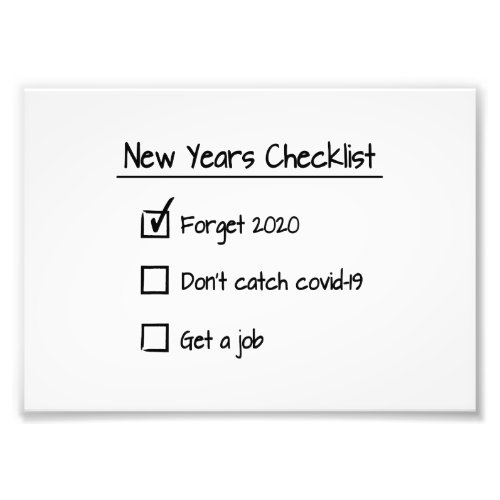 Funny new years checklist photo print