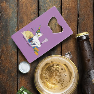 Funny New Year's Eve Aftermath White Cat Credit Card Bottle Opener