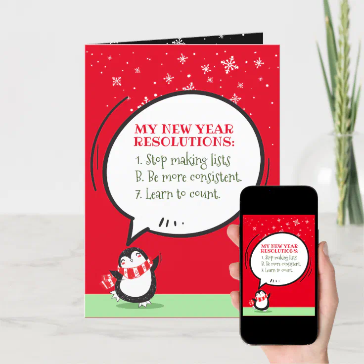 Funny New Years Resolutions Holiday Card | Zazzle