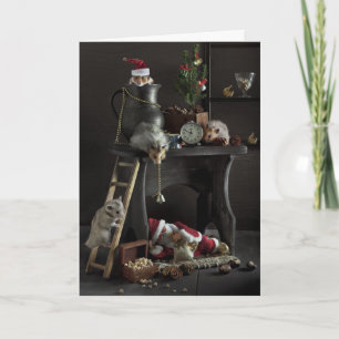Funny New Year's still-life with hamsters Holiday Card