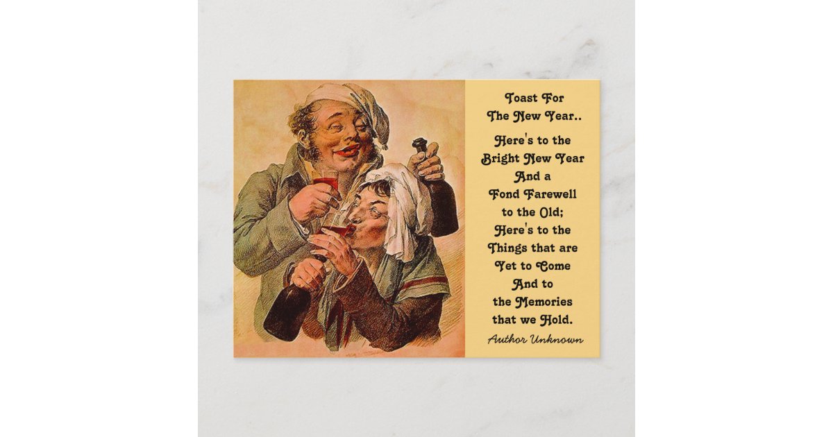 Funny New Year's Toast Couple Toasting Postcards Zazzle