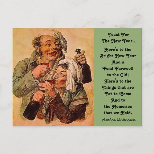 Funny New Years Toast Couple Toasting Postcards