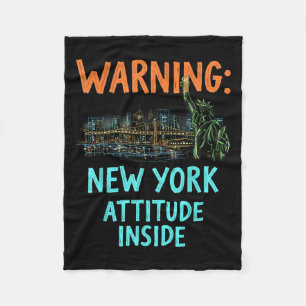 Funny New York City Night Skyline Vintage  Fleece Blanket