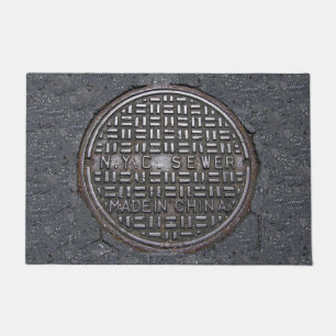 Funny New York City NYC Sewer Cover Novelty Doormat