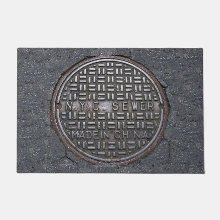 Funny New York City Nyc Sewer Cover Novelty Doormat