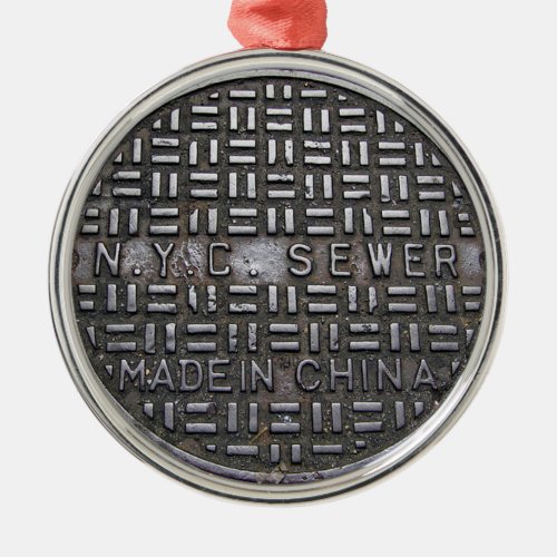 Funny New York City Sewer Humorous Novelty Photo Metal Ornament