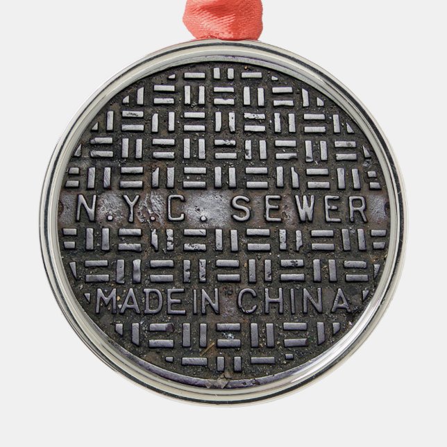 Funny New York City Sewer Humorous Novelty Photo Metal Ornament (Front)