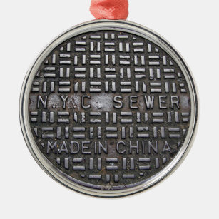 Funny New York City Sewer Humourous Novelty Photo Metal Ornament
