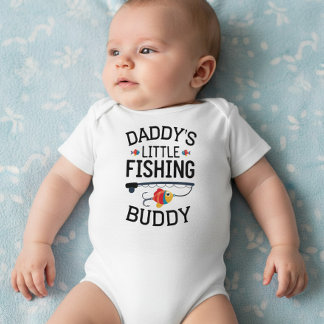Funny Newborn Gift | Daddy's Little Fishing Buddy Baby Bodysuit