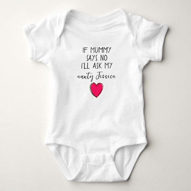 Funny newborn gift from aunt personalized name baby bodysuit (Front)