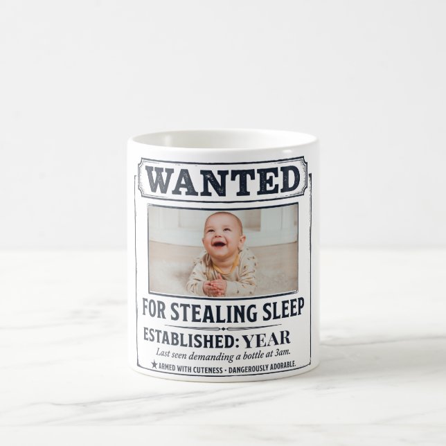 Funny Newborn "Sleep Thief Established" Coffee Mug (Center)