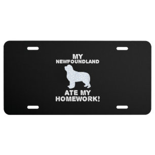 Funny Newfie My Newfoundland Ate My Homework License Plate