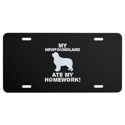 Funny Newfie  My Newfoundland Ate My Homework License Plate