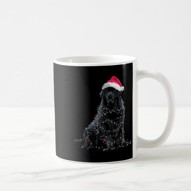 Funny Newfoundland Christmas Graphic Dog Lights Lo Coffee Mug (Right)