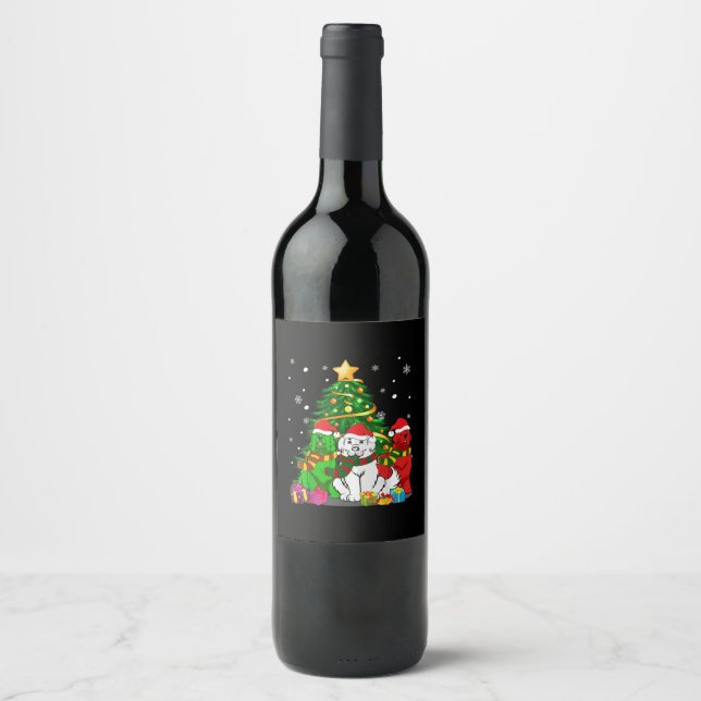 Funny Newfoundland Dog | Christmas Best Gift Wine Label (Front)