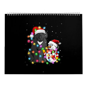 Funny Newfoundland Dog Christmas Snowman Light Calendar
