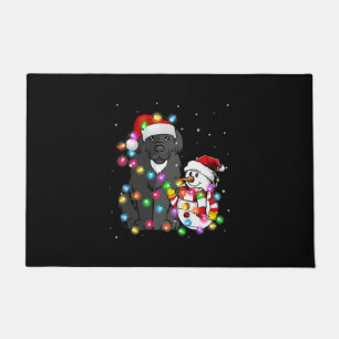 Funny Newfoundland Dog Christmas Snowman Light Doormat