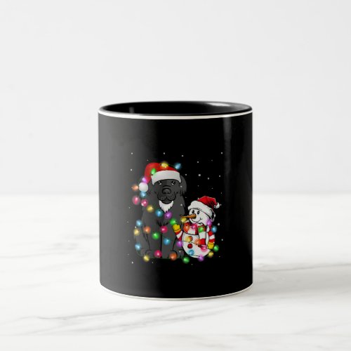 Funny Newfoundland Dog  Christmas Snowman Light Two_Tone Coffee Mug