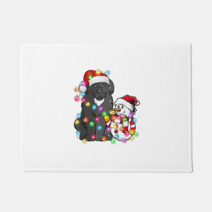 Funny Newfoundland Dog Christmas Tee Snowman Light Doormat