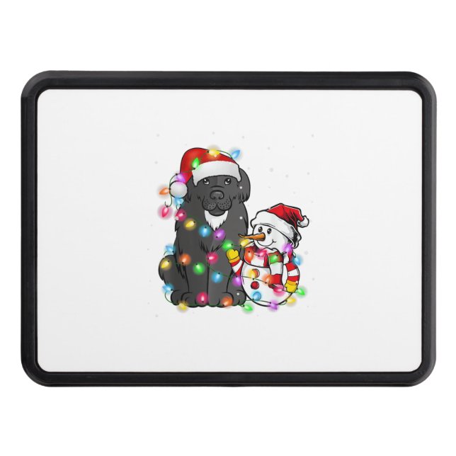 Funny Newfoundland Dog Christmas Tee Snowman Light Hitch Cover (Front)